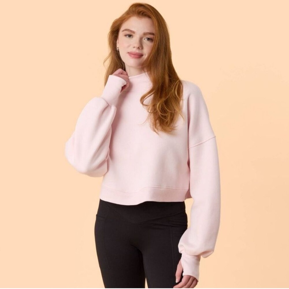Blogilates Women's Marshmallow Mockneck Sweatshirt Pink XS NWT